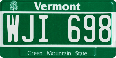 VT license plate WJI698