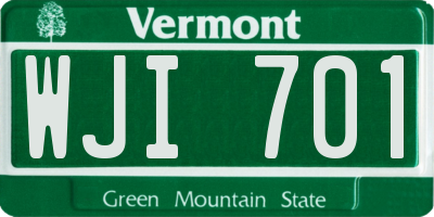 VT license plate WJI701