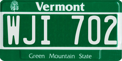 VT license plate WJI702