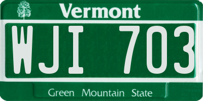 VT license plate WJI703