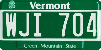 VT license plate WJI704