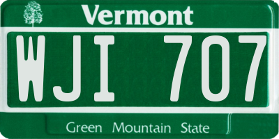 VT license plate WJI707