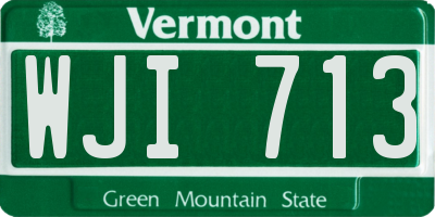 VT license plate WJI713
