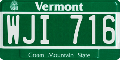 VT license plate WJI716