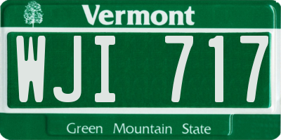 VT license plate WJI717