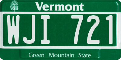 VT license plate WJI721