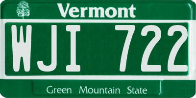 VT license plate WJI722