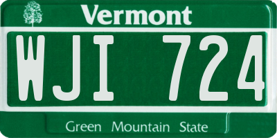 VT license plate WJI724