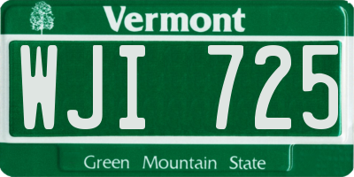 VT license plate WJI725