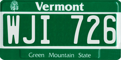 VT license plate WJI726