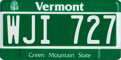 VT license plate WJI727