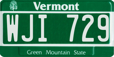 VT license plate WJI729