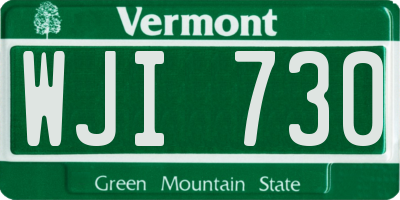 VT license plate WJI730