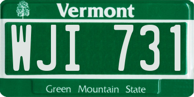 VT license plate WJI731