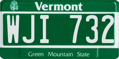VT license plate WJI732