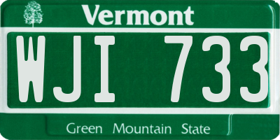 VT license plate WJI733