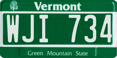 VT license plate WJI734