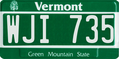 VT license plate WJI735