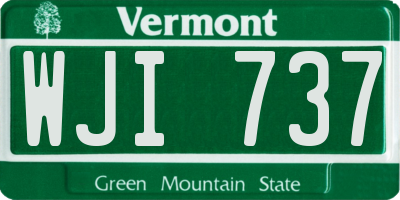 VT license plate WJI737