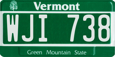 VT license plate WJI738