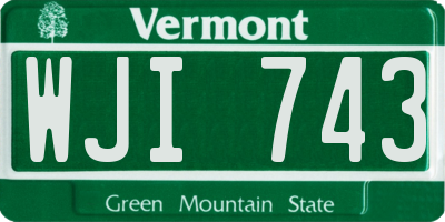 VT license plate WJI743