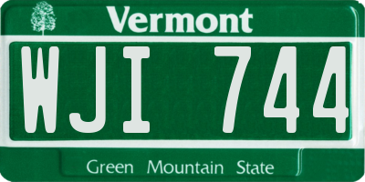 VT license plate WJI744
