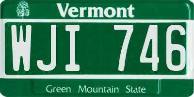VT license plate WJI746