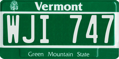 VT license plate WJI747