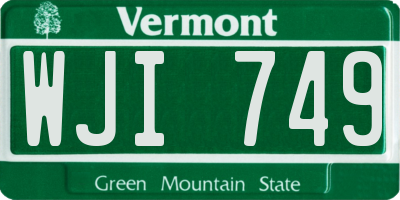 VT license plate WJI749