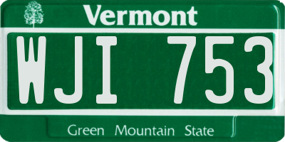 VT license plate WJI753
