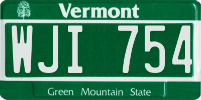 VT license plate WJI754