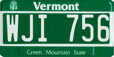 VT license plate WJI756