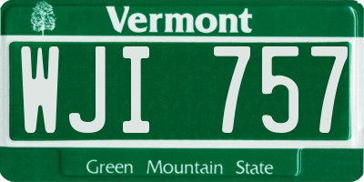 VT license plate WJI757