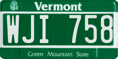 VT license plate WJI758