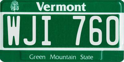 VT license plate WJI760
