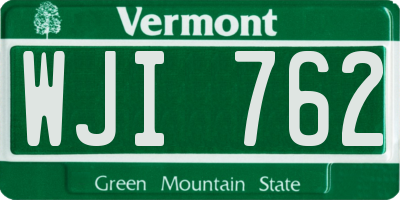 VT license plate WJI762