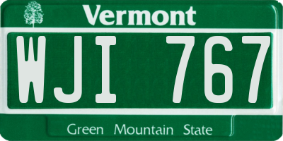 VT license plate WJI767