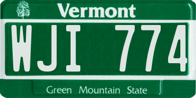 VT license plate WJI774