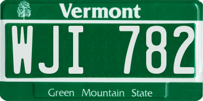 VT license plate WJI782
