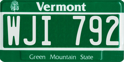 VT license plate WJI792