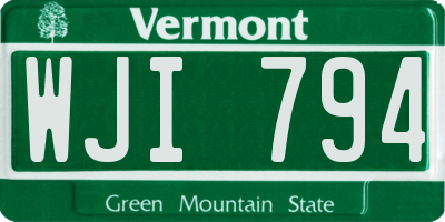 VT license plate WJI794