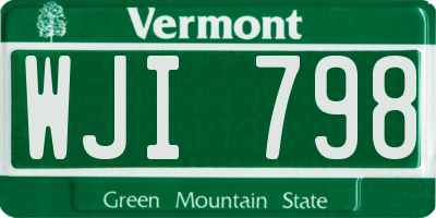 VT license plate WJI798
