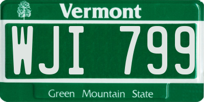 VT license plate WJI799