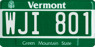 VT license plate WJI801