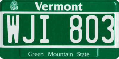 VT license plate WJI803