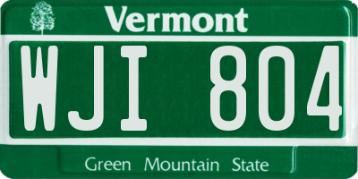 VT license plate WJI804