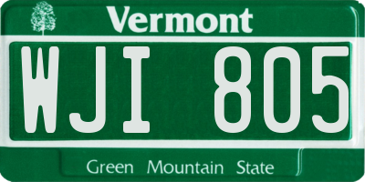 VT license plate WJI805