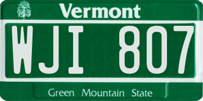 VT license plate WJI807