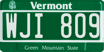 VT license plate WJI809