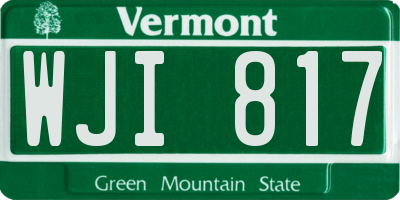 VT license plate WJI817